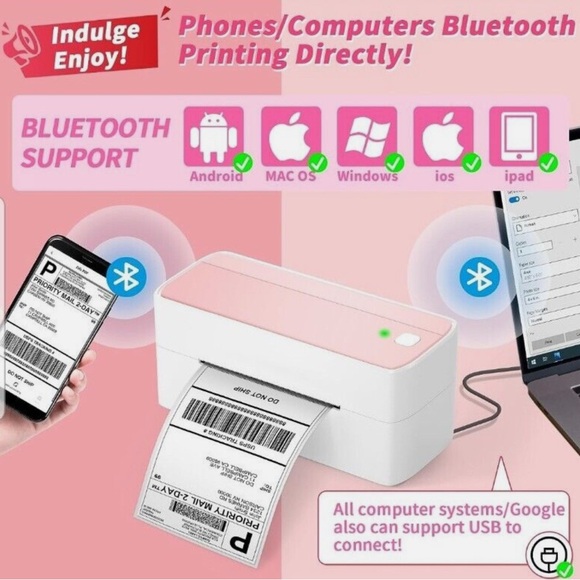 Omezizy Bluetooth Thermal Label Printer - New In box - Pink / White - Picture 2 of 9